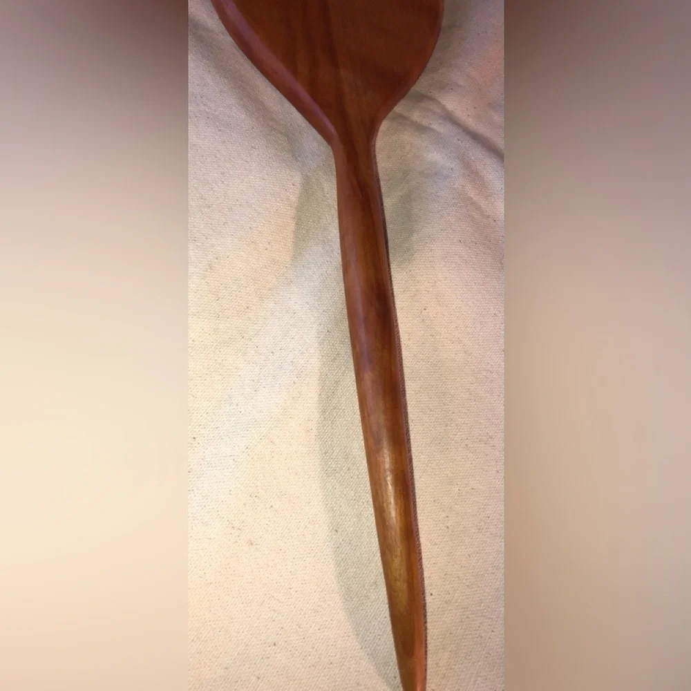 Wooden Oval Long Handled Hand Mirror 15.75” Long-Handcrafted/vintage 1980s